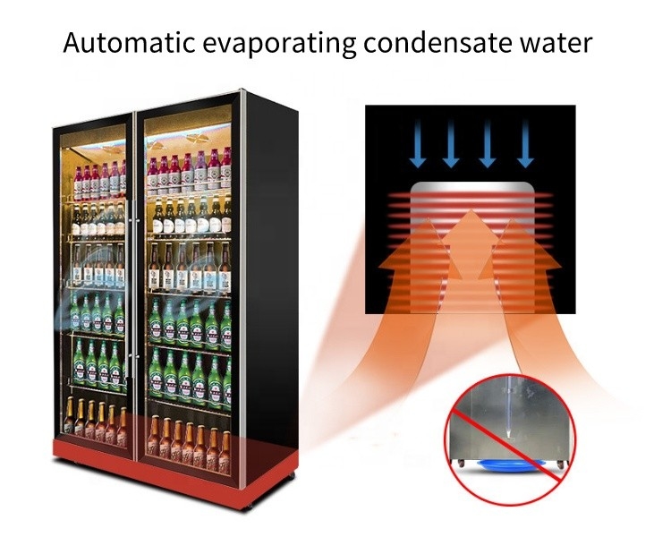 Supermarket Commercial Beverage Refrigerator Vertical Height 1965mm