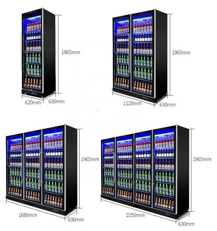 Supermarket Commercial Beverage Refrigerator Vertical Height 1965mm
