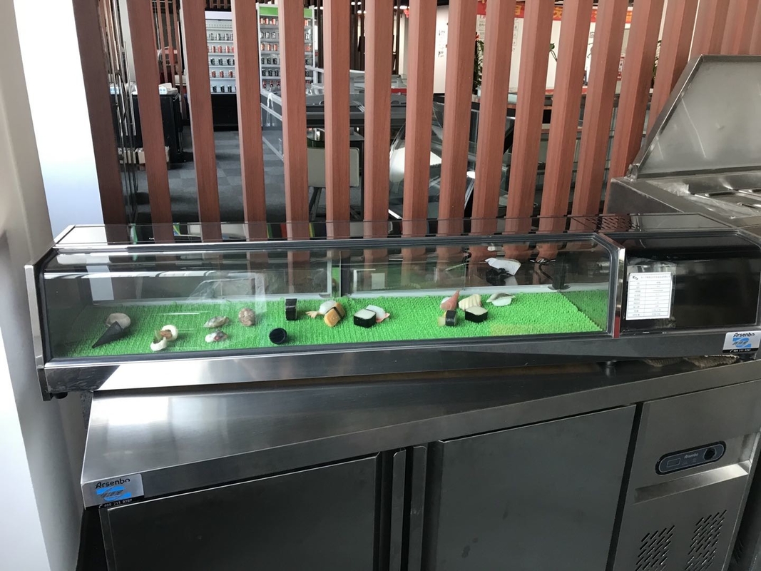 100L Sushi Pizza Prep Refrigerator Glass Material Static Cooling